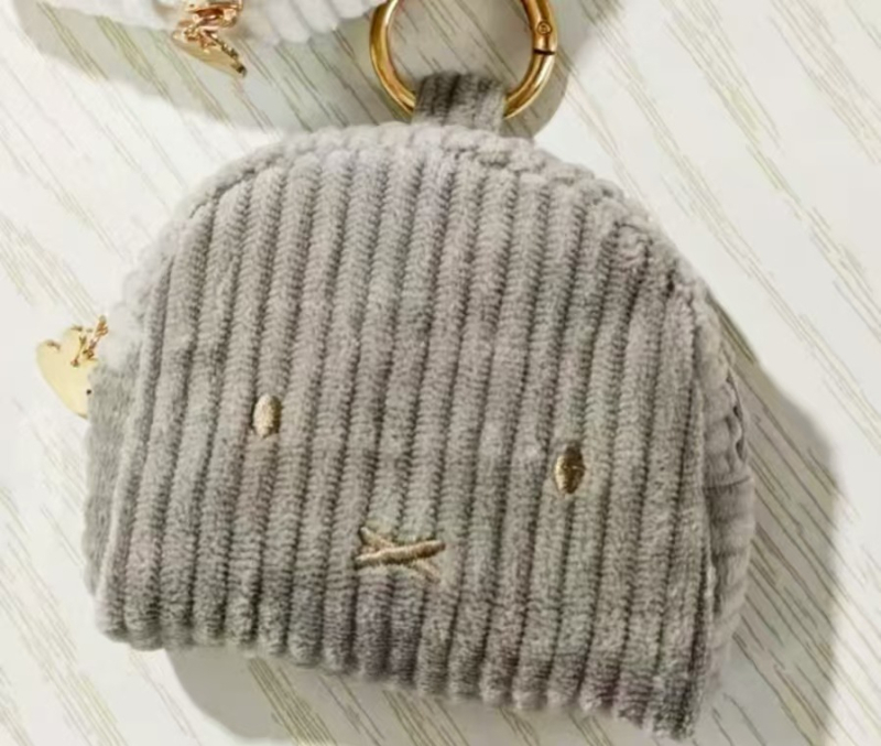 Slatka mini corduroy novčanik sa zipom za novčiće, prijenosni prostor za slušalice i ruž, moderno i svestrano