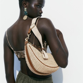 Ženska torba od slame, mala, crossbody, dumpling stil, proljeće 2024
