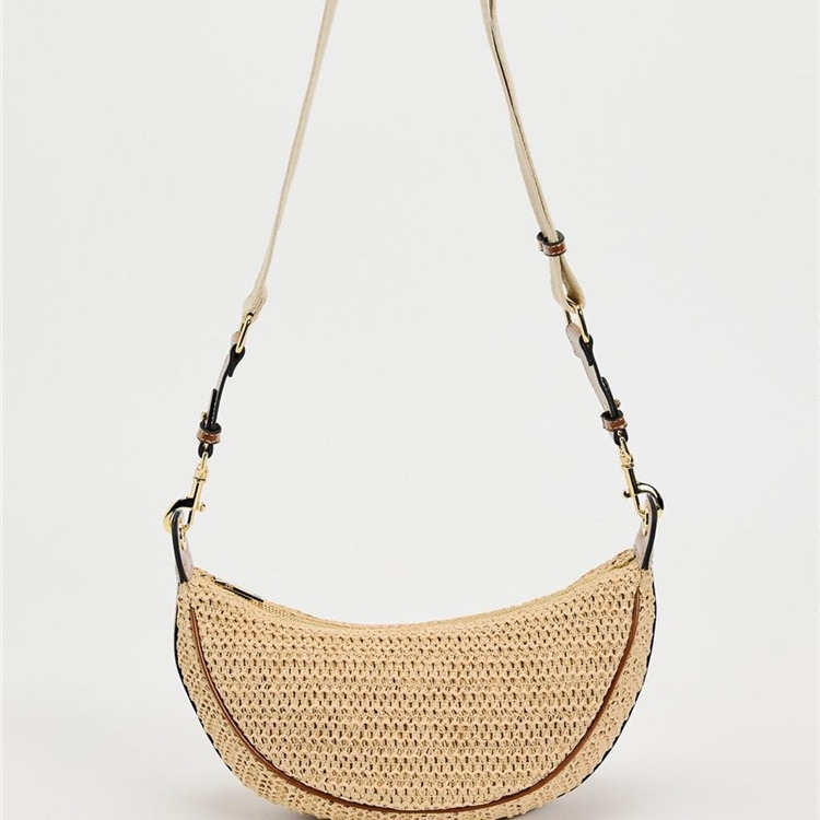 Ženska torba od slame, mala, crossbody, dumpling stil, proljeće 2024