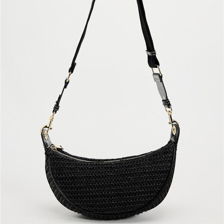Ženska torba od slame, mala, crossbody, dumpling stil, proljeće 2024