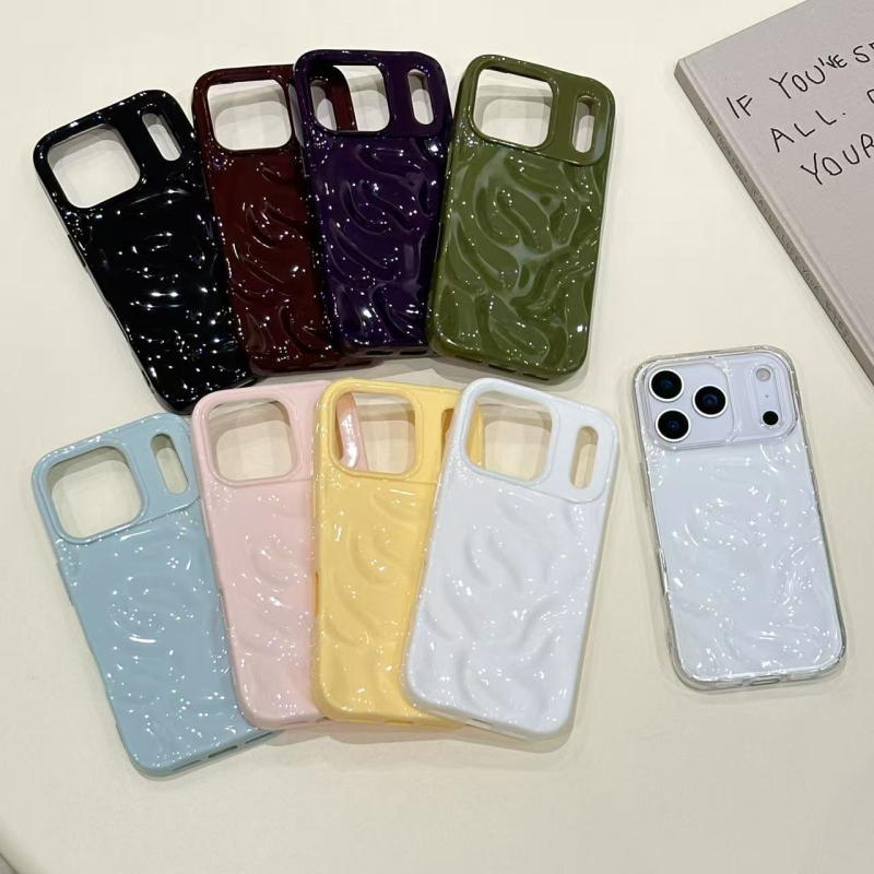 Minimalističko TPU kućište s meteorskim uzorkom za iPhone 16 i iPhone 15 Pro Max – 3D valoviti dizajn; jednobojno za iPhone 14; mekano kućište za iPhone 13