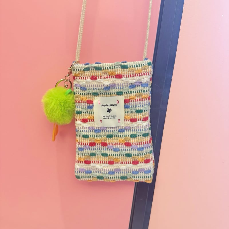 Šarena mini platnena torbica za telefon i kozmetiku, Chanel inspiriran stil, bucket oblik
