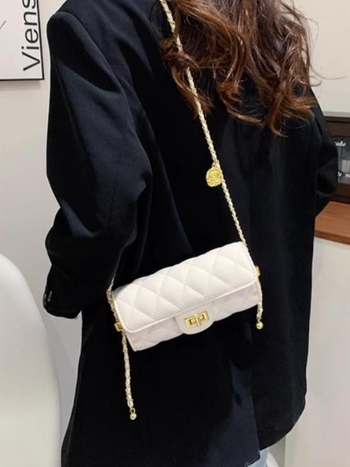 Torba s lancem u dijamantnom uzorku, crossbody stil lipstick, kompaktna ženska cilindrična torba