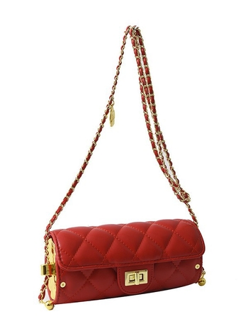 Torba s lancem u dijamantnom uzorku, crossbody stil lipstick, kompaktna ženska cilindrična torba