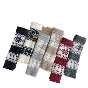 Fair Isle mintás gyerek gyapjú zokni, vastag téli hosszú lábszár zokni, térdvédővel, koreai stílus