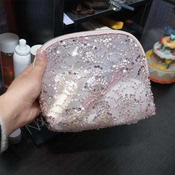 Kozmetička torbica s šljokicama od najlona, velikog kapaciteta, za putovanja, vodootporna