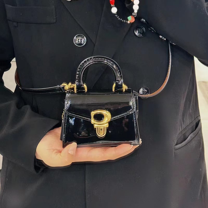 20204 SAMMY 16 lakirana kožna ženska mini torbica s gornjom drškom, preko ramena ili crossbody, torbica za ruž