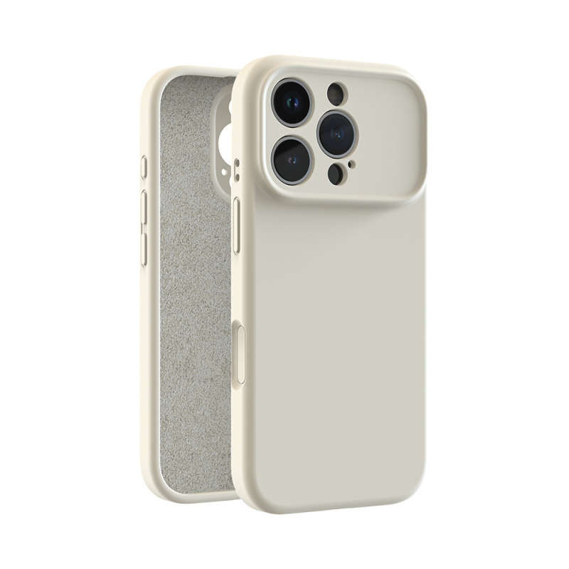Maska za iPhone 17 Pro od tekućeg silikona – puna zaštita kamere, otporna na padove, precizni otvori, u bojama: žuta, siva, crna, antička bijela