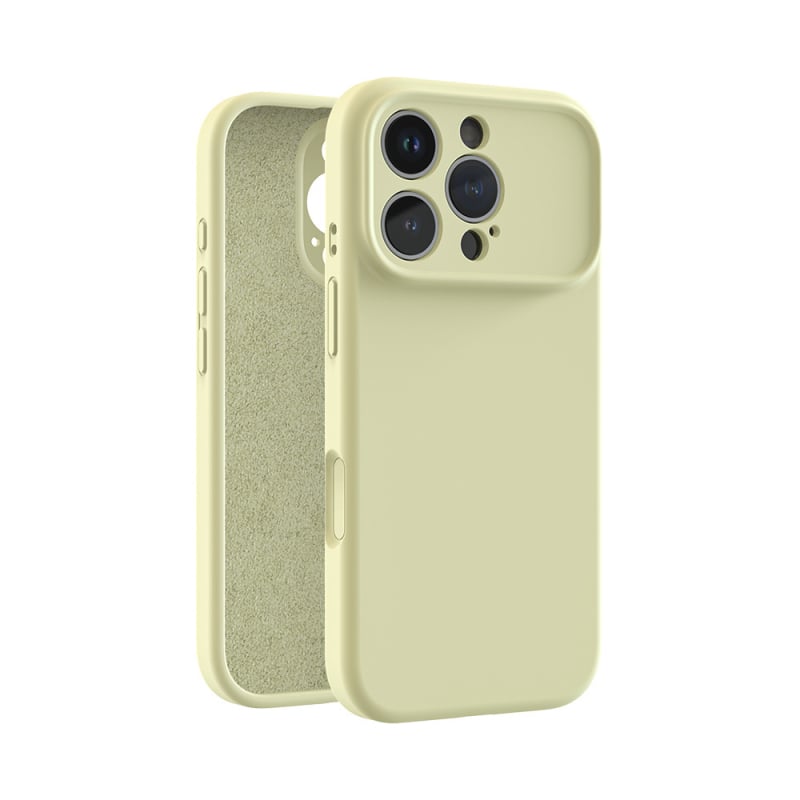 Maska za iPhone 17 Pro od tekućeg silikona – puna zaštita kamere, otporna na padove, precizni otvori, u bojama: žuta, siva, crna, antička bijela