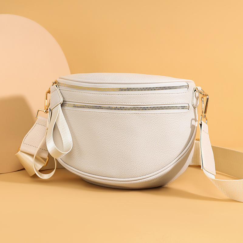 Ženska torbica od prave kože u stilu sedla, prvi sloj govedje kože, srednje veličine, svakodnevna crossbody torba sa zatvaračem