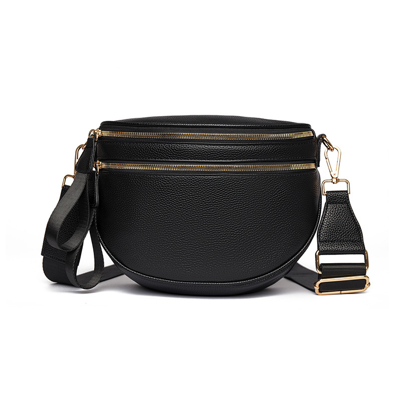 Ženska torbica od prave kože u stilu sedla, prvi sloj govedje kože, srednje veličine, svakodnevna crossbody torba sa zatvaračem