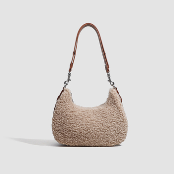 Ženska saddle torba s krznom od ovčje kože na PU koži, jesensko-zimska, nošena preko ramena ili crossbody