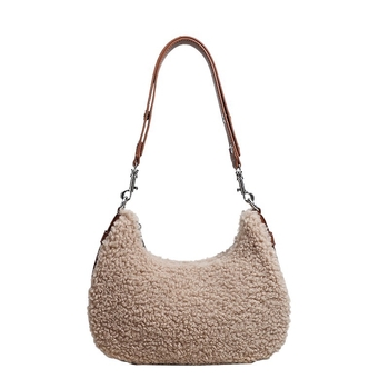 Ženska saddle torba s krznom od ovčje kože na PU koži, jesensko-zimska, nošena preko ramena ili crossbody