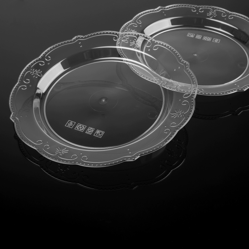 Farfurii de unică folosință din plastic dur pentru fructe și gustări, transparente ca cristal, design îngroșat, farfurii de masă, de calitate alimentară, pentru uz casnic.
