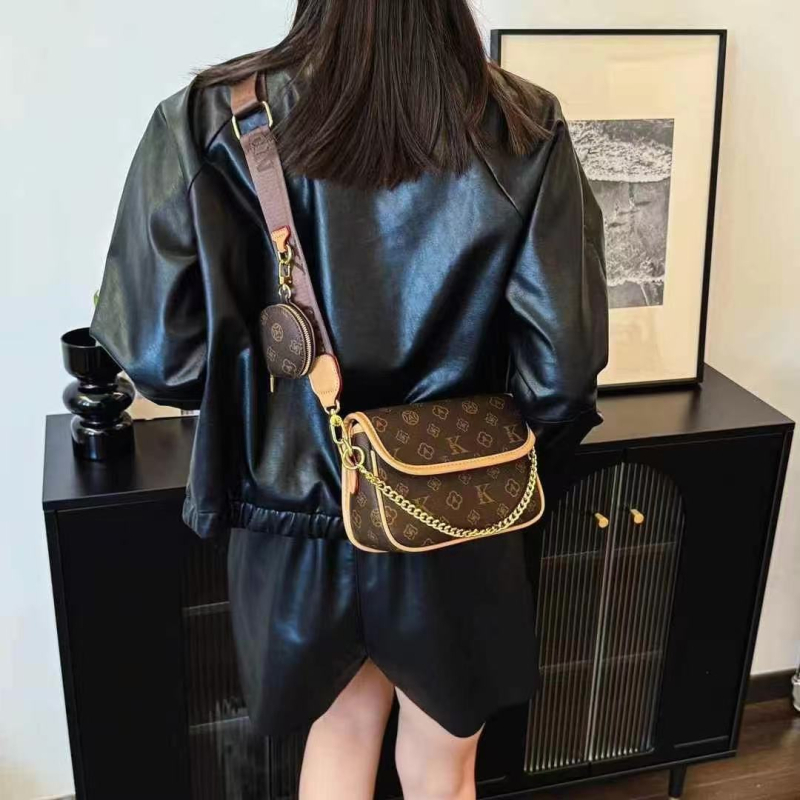 Gutiko 2024 Korejskog stila sedlast torba s lancem, blok boja, crossbody torba