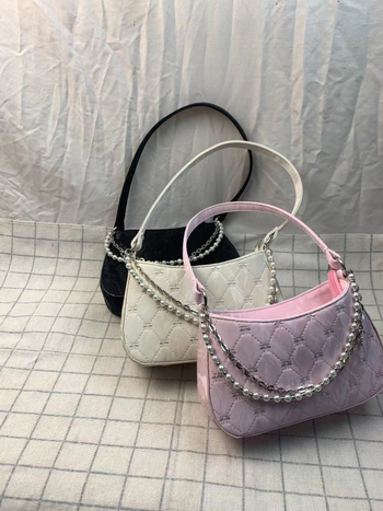 Izšivana ženska torba preko ramena s perlicama na lancu, korejskog stila torba tipa sedlo, mala torba
