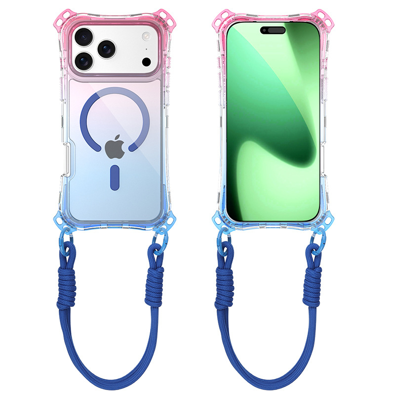 3-u-1 gradijentno magnetsko kućište za iPhone 17 Pro Max s narukvicom za četiri kuta — prilagodljivo