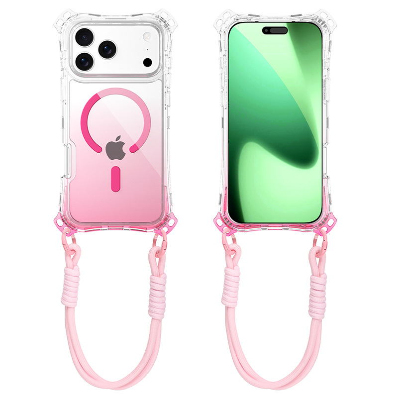 3-u-1 gradijentno magnetsko kućište za iPhone 17 Pro Max s narukvicom za četiri kuta — prilagodljivo