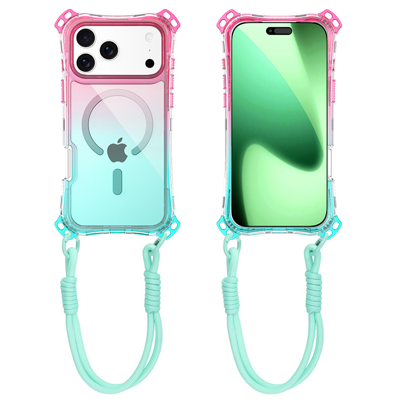 3-u-1 gradijentno magnetsko kućište za iPhone 17 Pro Max s narukvicom za četiri kuta — prilagodljivo