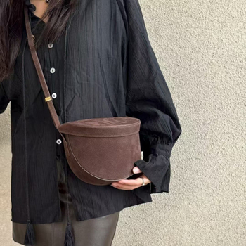 ALA*Ia Torba od nubuka prvog sloja, Kožna Sedlasta torba preko Ramena, Mala pazuh torba u obliku polumjeseca, Pojasna torba, Crossbody torba