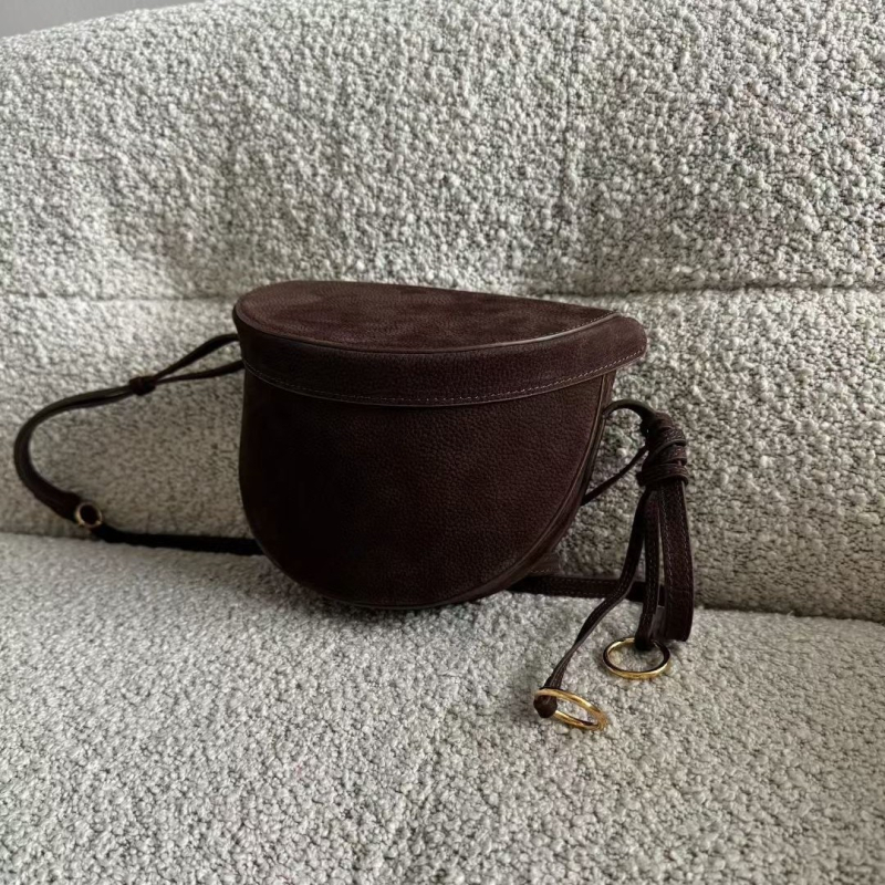 ALA*Ia Torba od nubuka prvog sloja, Kožna Sedlasta torba preko Ramena, Mala pazuh torba u obliku polumjeseca, Pojasna torba, Crossbody torba