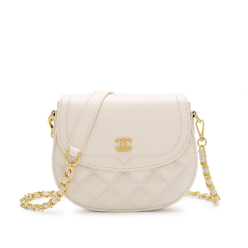 Ženska Saddle torba s dijamantnim šivanjem od PU, mala veličina, lančani remen, preko ramena ili crossbody, korejski stil, proljeće 2025