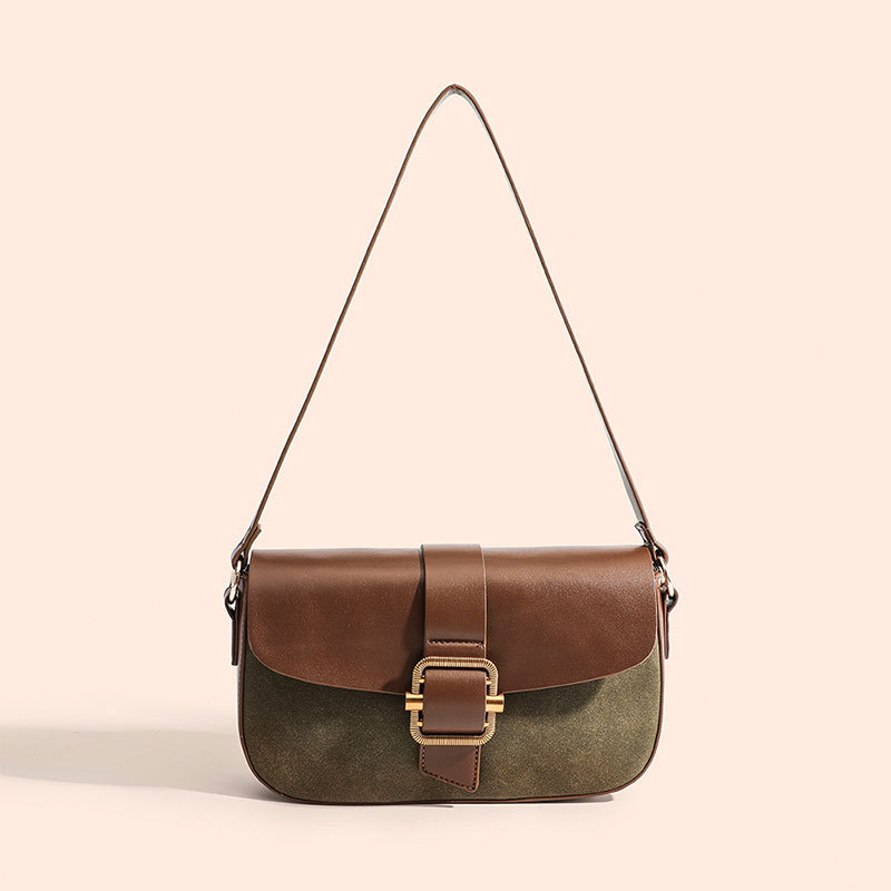 Mala podlaktna crossbody torba s retro luksuznom teksturom – saddle bag