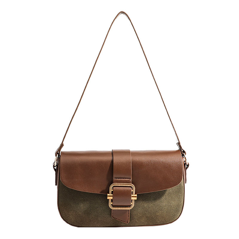 Mala podlaktna crossbody torba s retro luksuznom teksturom – saddle bag