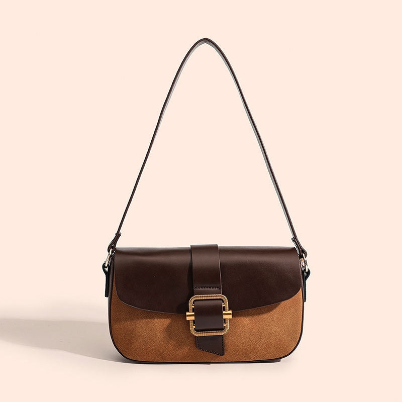 Mala podlaktna crossbody torba s retro luksuznom teksturom – saddle bag