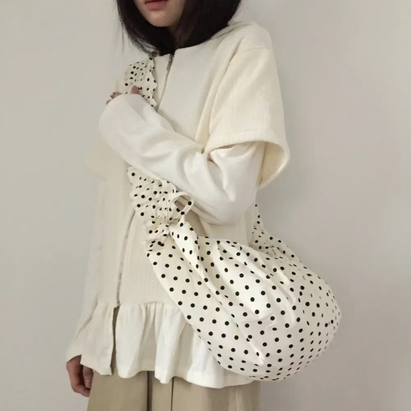 Korejski stil, opuštena kopča na kaišu, plisirana s točkicama, sedlovita torba u obliku polumjeseca за žene, izdanje 2025., svestrana crossbody torba