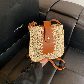 Ručna sedlasta torбica od slame, 2025 novi model, plažni stil, ženska torba za rame i crossbody