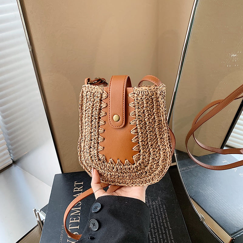 Ručna sedlasta torбica od slame, 2025 novi model, plažni stil, ženska torba za rame i crossbody