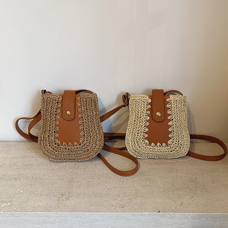Ručna sedlasta torбica od slame, 2025 novi model, plažni stil, ženska torba za rame i crossbody