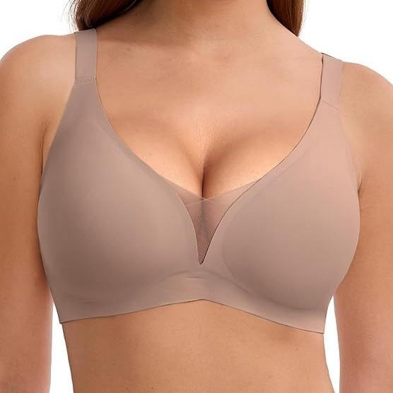 Meka podrška, bezšavni, duboki V s mrežastim materijalom, push-up efekt, stražnji dio u obliku slova U, bez žica