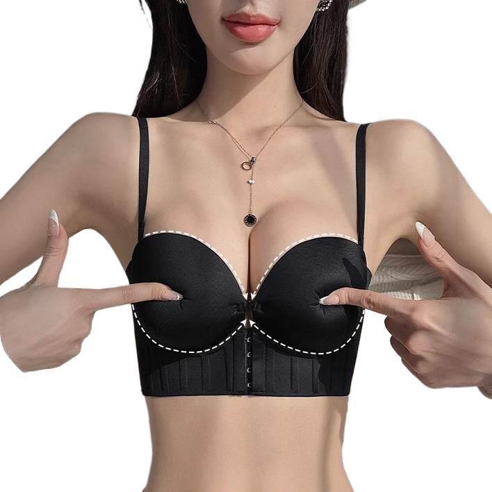 Urban Beauty Grudnjak s prednjim kopčanjem, otvoren leđa, za žene, male grudi, push-up, zgušnjavanje, nevidljiv ispod odjeće, crna