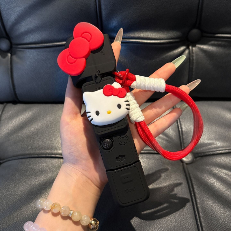 Silikonska zaštitna futrola za DJI Pocket 3, slatka mašna, stil K-cat, zaštita od ogrebotina tijela kamere s gimbalom