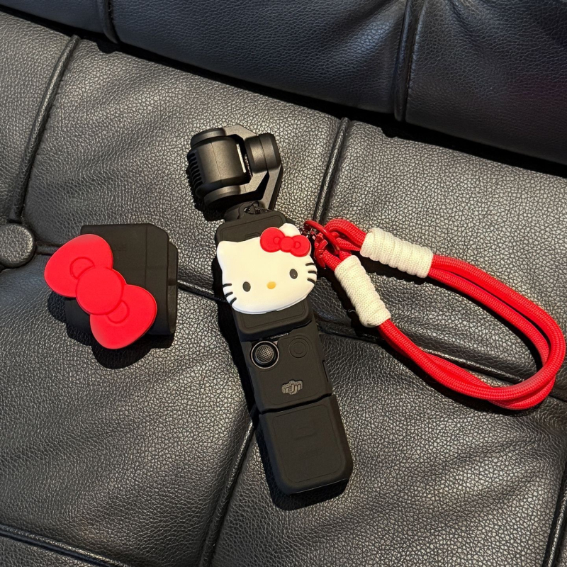 Silikonska zaštitna futrola za DJI Pocket 3, slatka mašna, stil K-cat, zaštita od ogrebotina tijela kamere s gimbalom