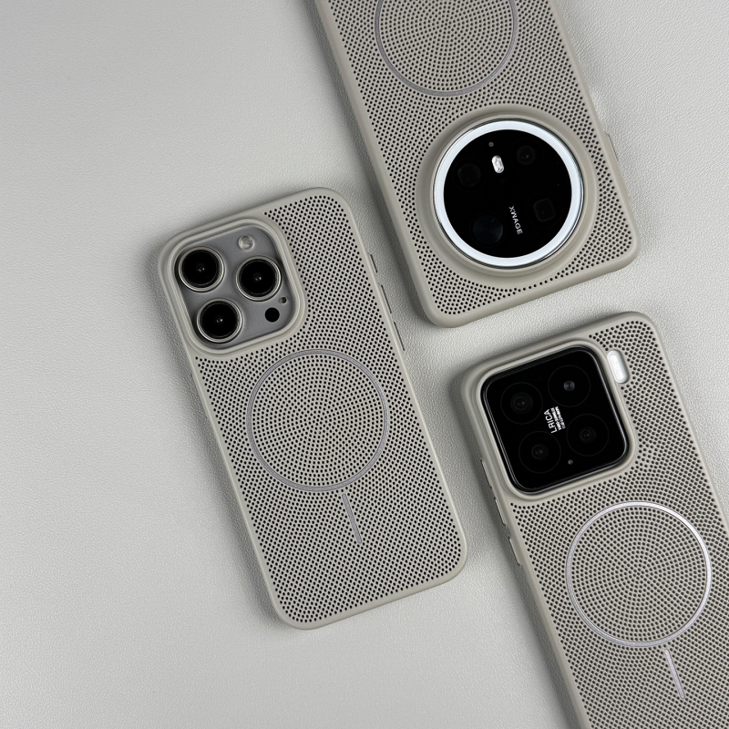 Ultra-tanka tvrda futrola s prozračnom mrežom za hlađenje i magnetskim prstenom, za iPhone 11–14 — otporna na padove i otiske prstiju.