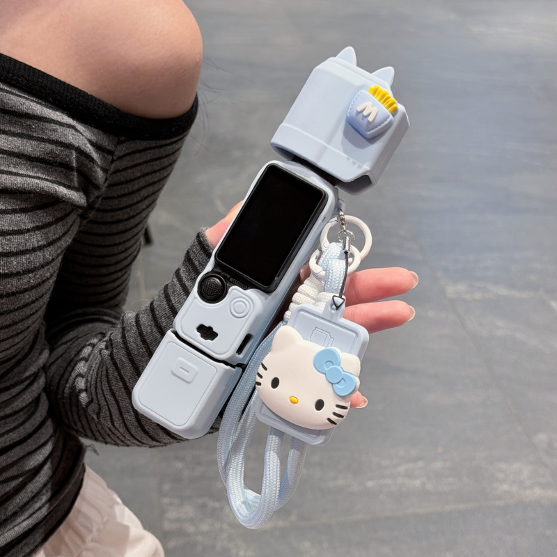 Silikonska zaštitna maska plavog mačjeg motiva za DJI Pocket 3, otporna na ogrebotine