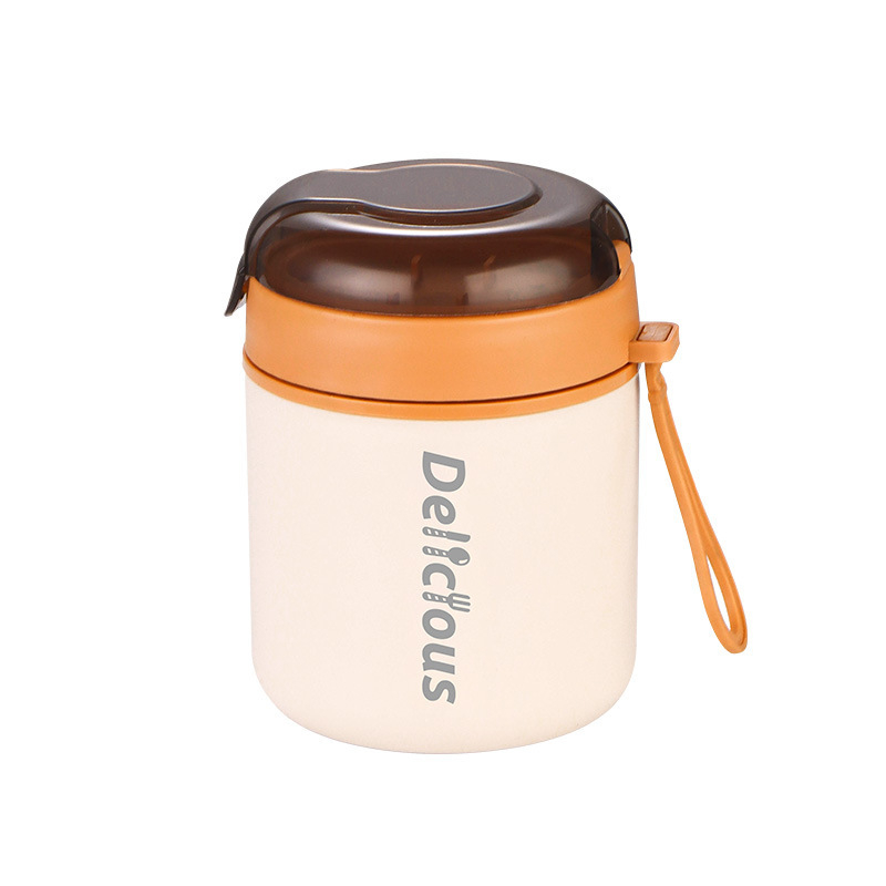 Cească de mic dejun din oțel inoxidabil 316, cu capac și lingură, izolată pentru terci, recipient portabil pentru supă, cutie mică izolată pentru prânz