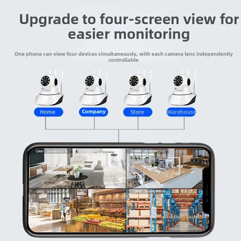 Bezdrôtová Wi-Fi kamera pre domáce sledovanie s diaľkovým ovládaním cez smartfón, 1080p HD, nočné videnie, V380Pro