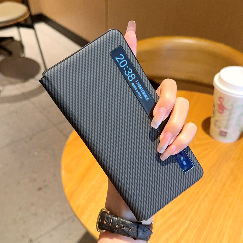 Huawei Mate Xs sklopiva futrola za telefon sa stalkom, futrola od sintetičke kože s karbonskim vlaknima