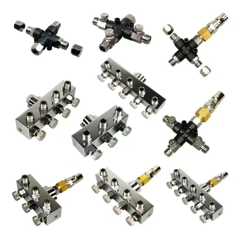 Kit adaptor aer pentru pompă de aer și pistol de pulverizare, cu conector furtun de aer de 8 direcții
