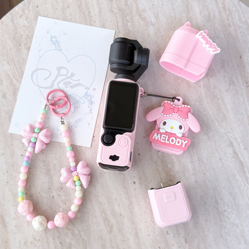 Ružičasti karikaturalni zaštitni kućište za DJI Pocket 3, slatka silikon zaštita za objektiv i gimbal, otporna na ogrebotine