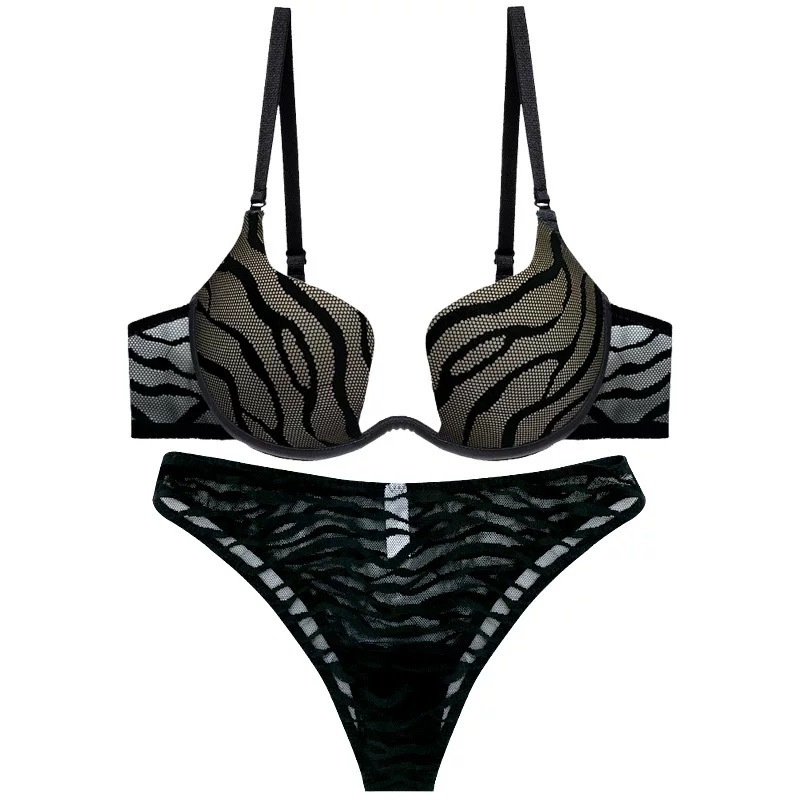 Sutien U oblika za male grudi, push-up, glatki prugasti model, plus veličina, konturiranje bočnih grudi i protiv opuštanja, set grudnjaka