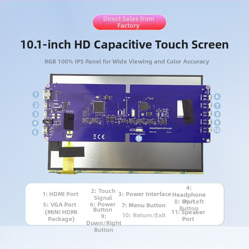10,1-palcový HDMI IPS LCD displej s dotykovou obrazovkou, bez ovládača, pre Raspberry Pi