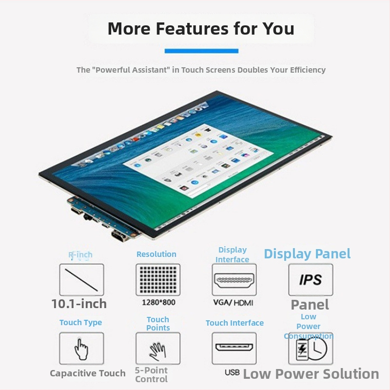 10,1-palcový HDMI IPS LCD displej s dotykovou obrazovkou, bez ovládača, pre Raspberry Pi