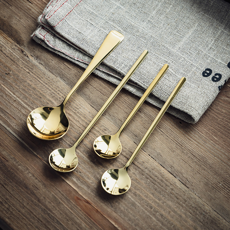 Stil coreean, lingură elegantă din oțel inoxidabil 304 – lingură pentru orez, cafea, desert creativ și supă, pentru uz casnic
