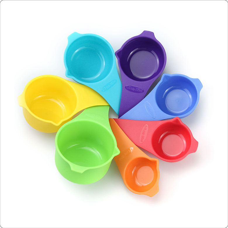 Set de 15 piese de măsurare pentru bucătărie: cupe și linguri colorate, din plastic alimentar, unelte de copt