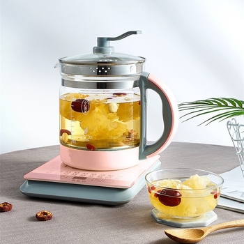 Ceainic de wellness multifuncțional cu corp din sticlă, panou tactil din sticlă, menținere temperatură presetată, fierbere ceai, capacitate 1,5–2 L, 800 W